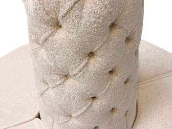 Hollywood Regency Round Banquet Settee Tufted Lobby Sofa in Bouclé, 1980s